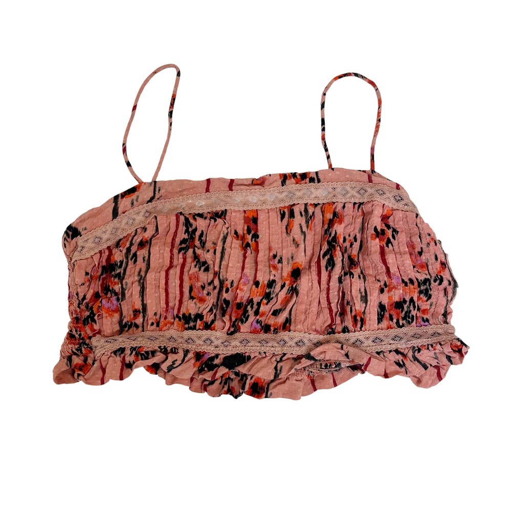 Anthropologie Pintucked Floral Crop Top Boho Festival Lounge Indie - Size Small